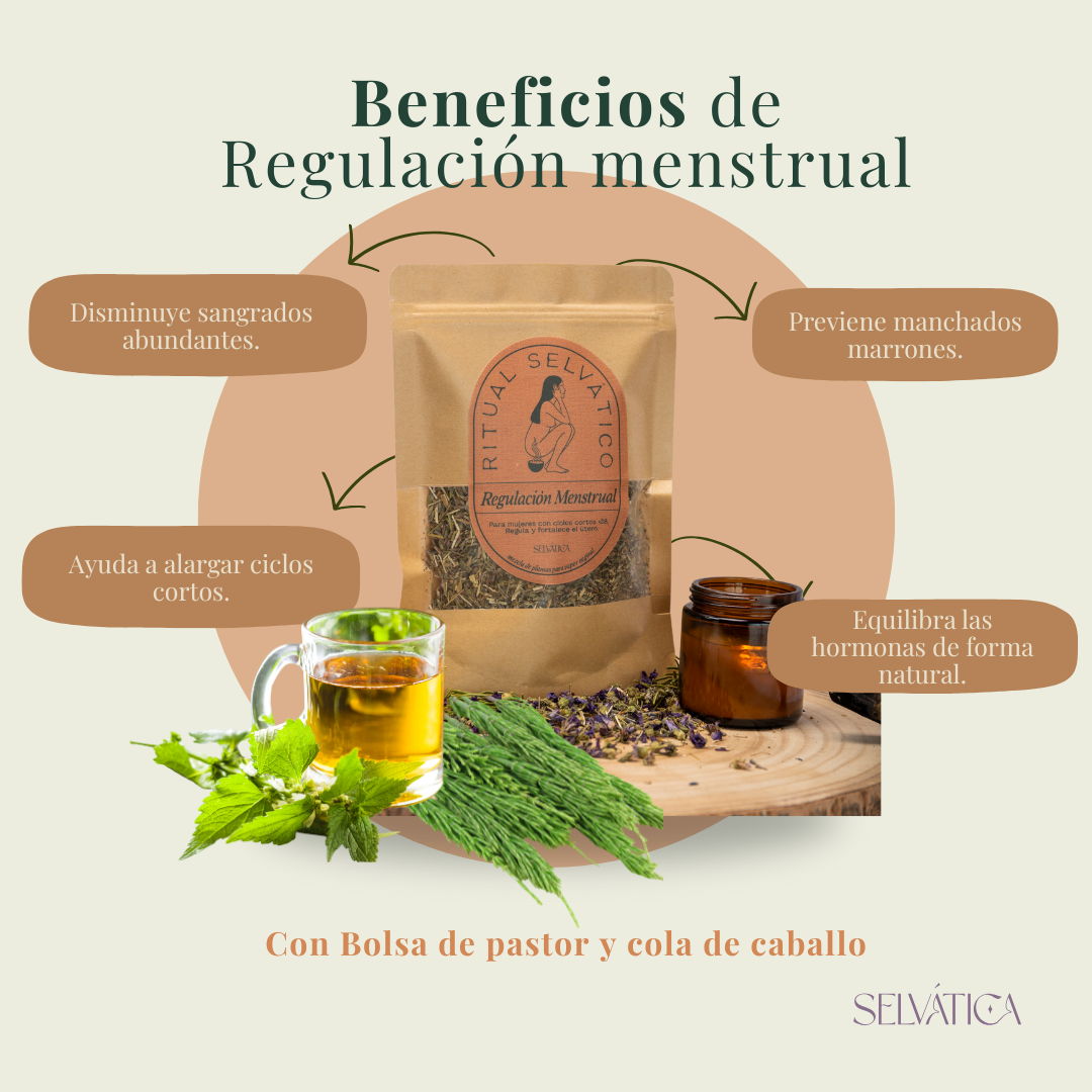 Ritual Selvático · Regulación Menstrual para mujeres con ciclos cortos  < 28 días, manchado previo a la regla y sangrado abundante.